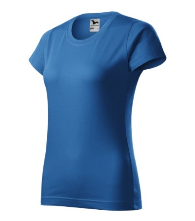 T-shirt dames Basic licht khaki - azuur blauw