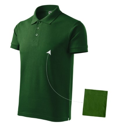 Poloshirt heren Cotton ash melange - bottle green
