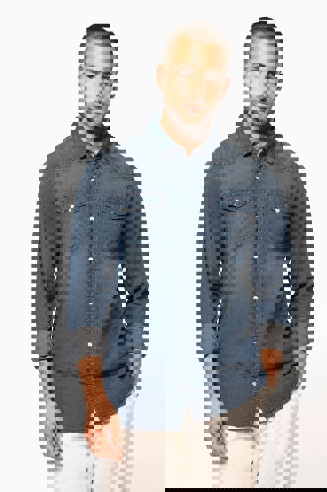 K519 - Heren denim overhemd lange mouwen K519 - Heren denim overhemd lange mouwen