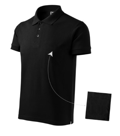 Poloshirt heren Cotton ash melange - zwart
