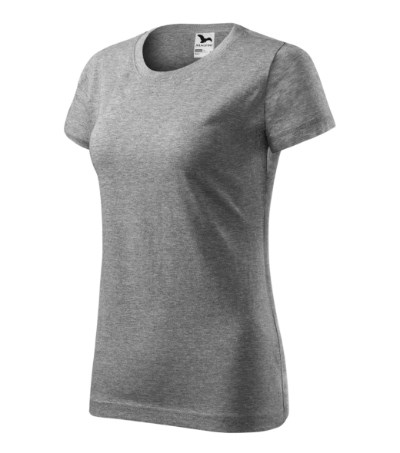 T-shirt dames Basic licht khaki - dark gray melange