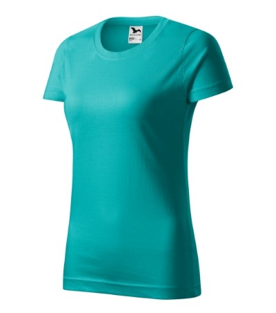 T-shirt dames Basic licht khaki - emerald