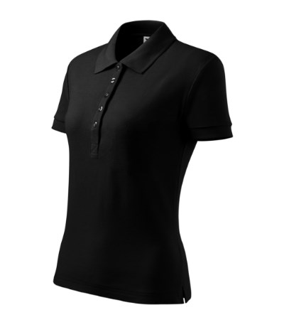 Poloshirt dames Cotton Heavy Wit - zwart