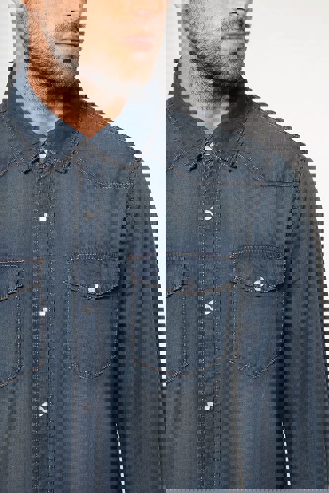 K519 - Heren denim overhemd lange mouwen K519 - Heren denim overhemd lange mouwen