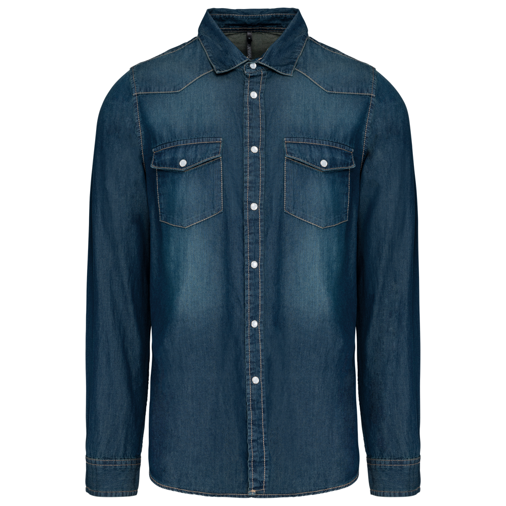 K519 - Heren denim overhemd lange mouwen K519 - Heren denim overhemd lange mouwen