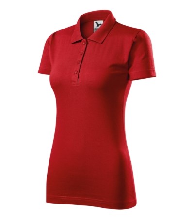 Poloshirt dames Single J. sky blue - rood