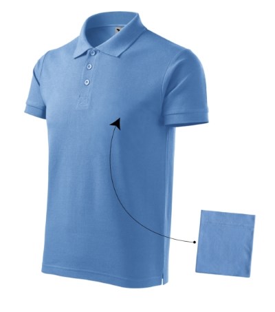 Poloshirt heren Cotton ash melange - sky blue