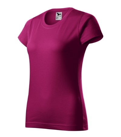 T-shirt dames Basic licht khaki - fuchsia rood