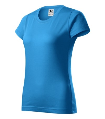 T-shirt dames Basic licht khaki - snorkel blue
