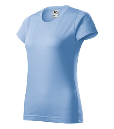 T-shirt dames Basic licht khaki - sky blue